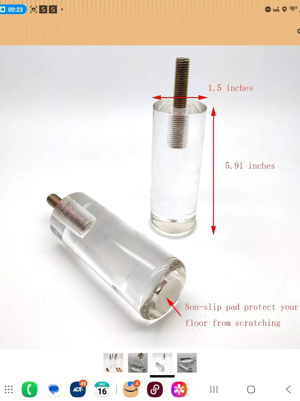 Clear Acrylic Furniture Legs — Set of 4